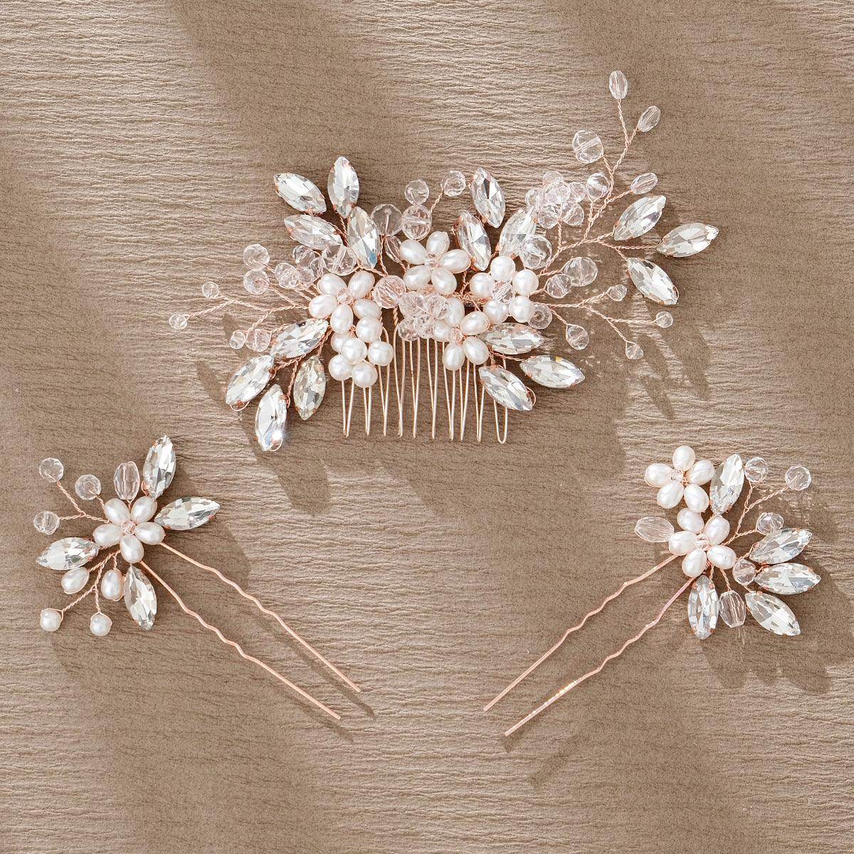 Wedding Hair Comb Pearl Forest Bride Hair Accessories Set of 3 734482274608 - COCOMELODY